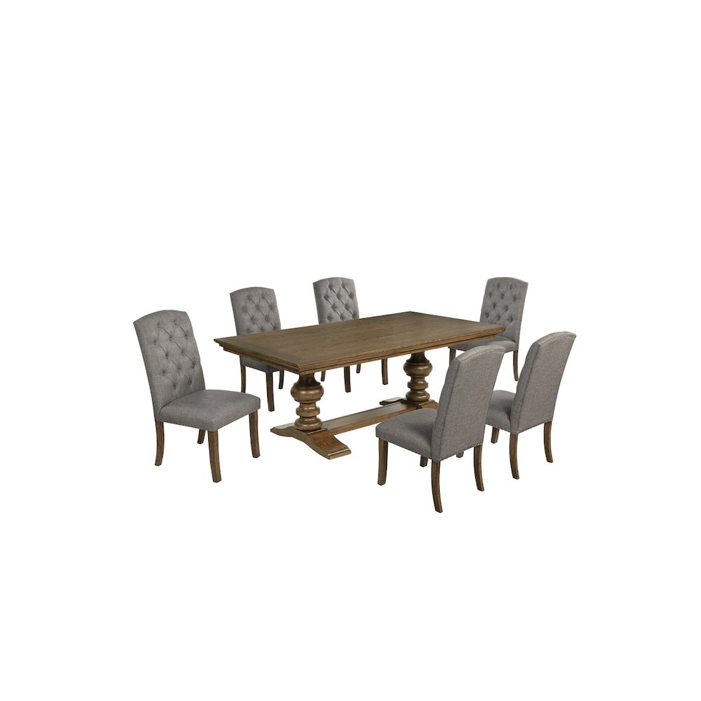 Dinging Set With 6 Dark Grey Side Chairs And One 72″ Wood Dining Table