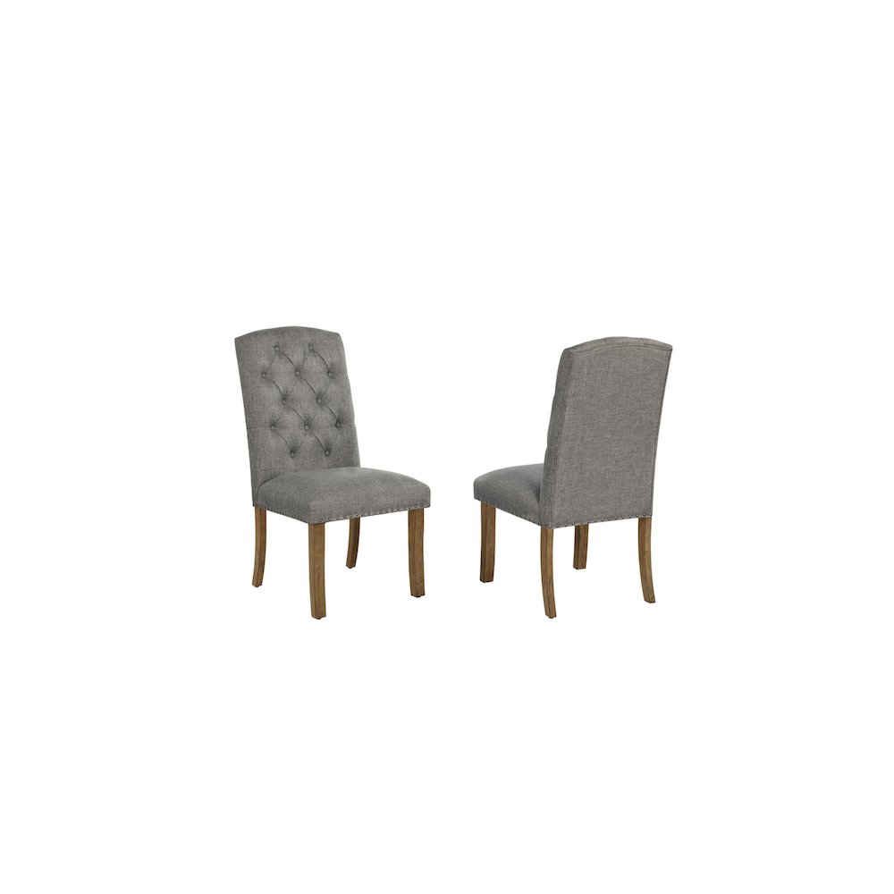 Dark Grey Dining Chair With Linen Fabric (Set Of 2)