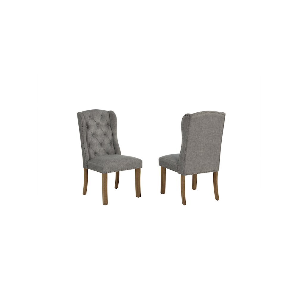 Dark Grey Dining Chair With Linen Fabric (Set Of 2)