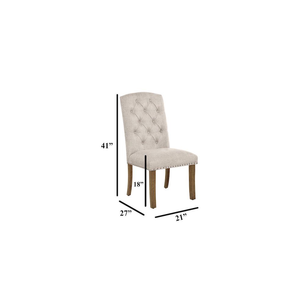 Traditional Dinging Set With 6 Beige Side Chairs And One 72″ Wood Dining Table