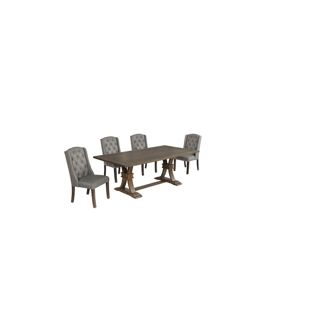 5 Piece Traditional Dining With Dark Grey Dining Chairs