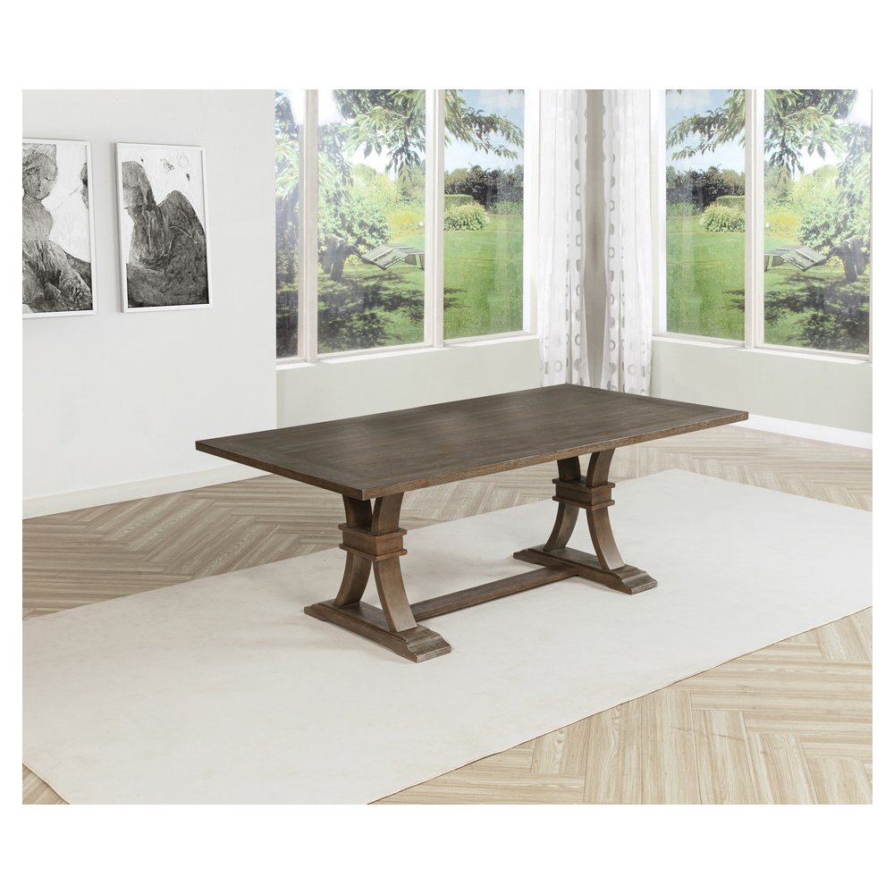 Traditional Wood Dining Table In Rustic Grey