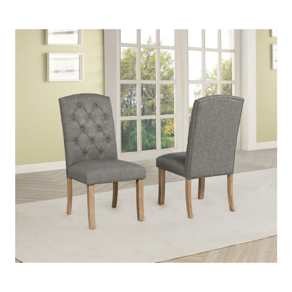 7 Piece Traditional Dining Table With Dark Grey Side Chairs