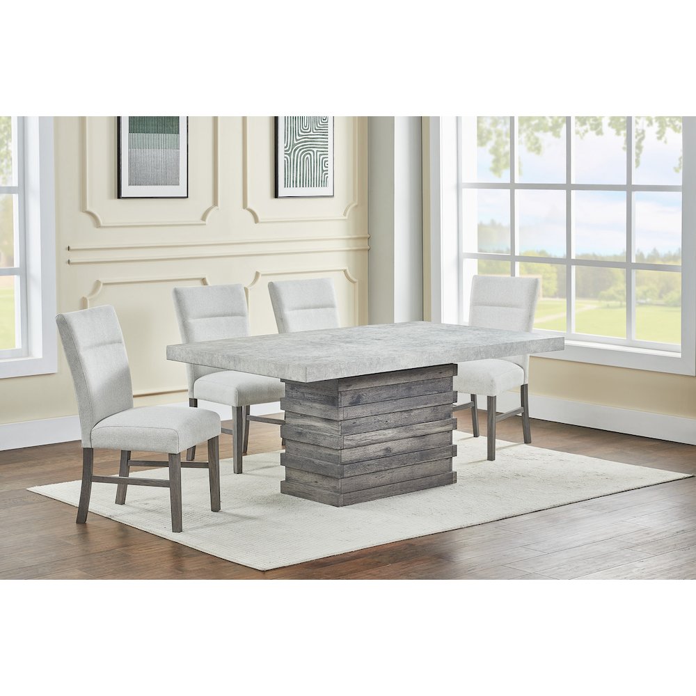 5pc Dining Set with 3D texture Paper with Gray Chairs