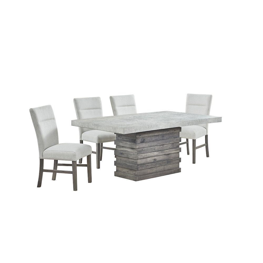 5pc Dining Set with 3D texture Paper with Gray Chairs