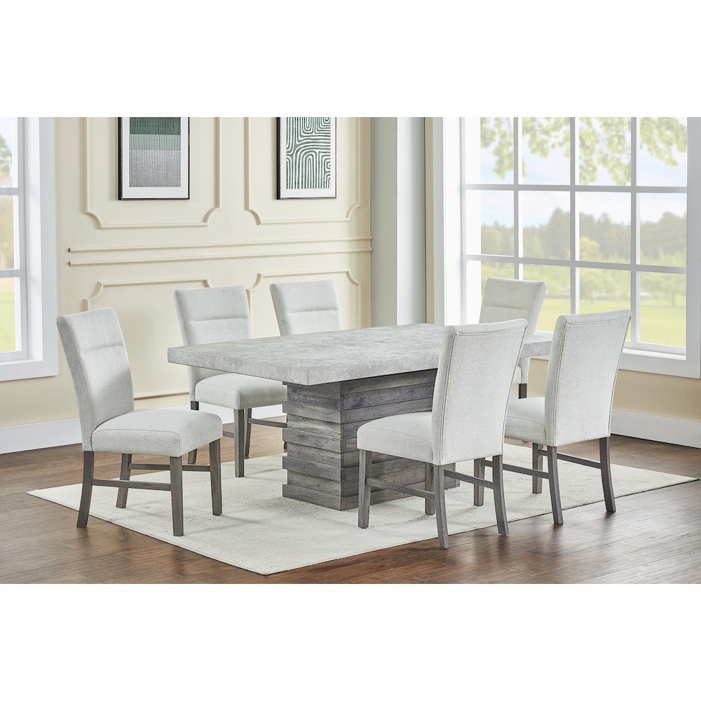 7pc Dining Set with 3D texture Paper with Gray Chairs