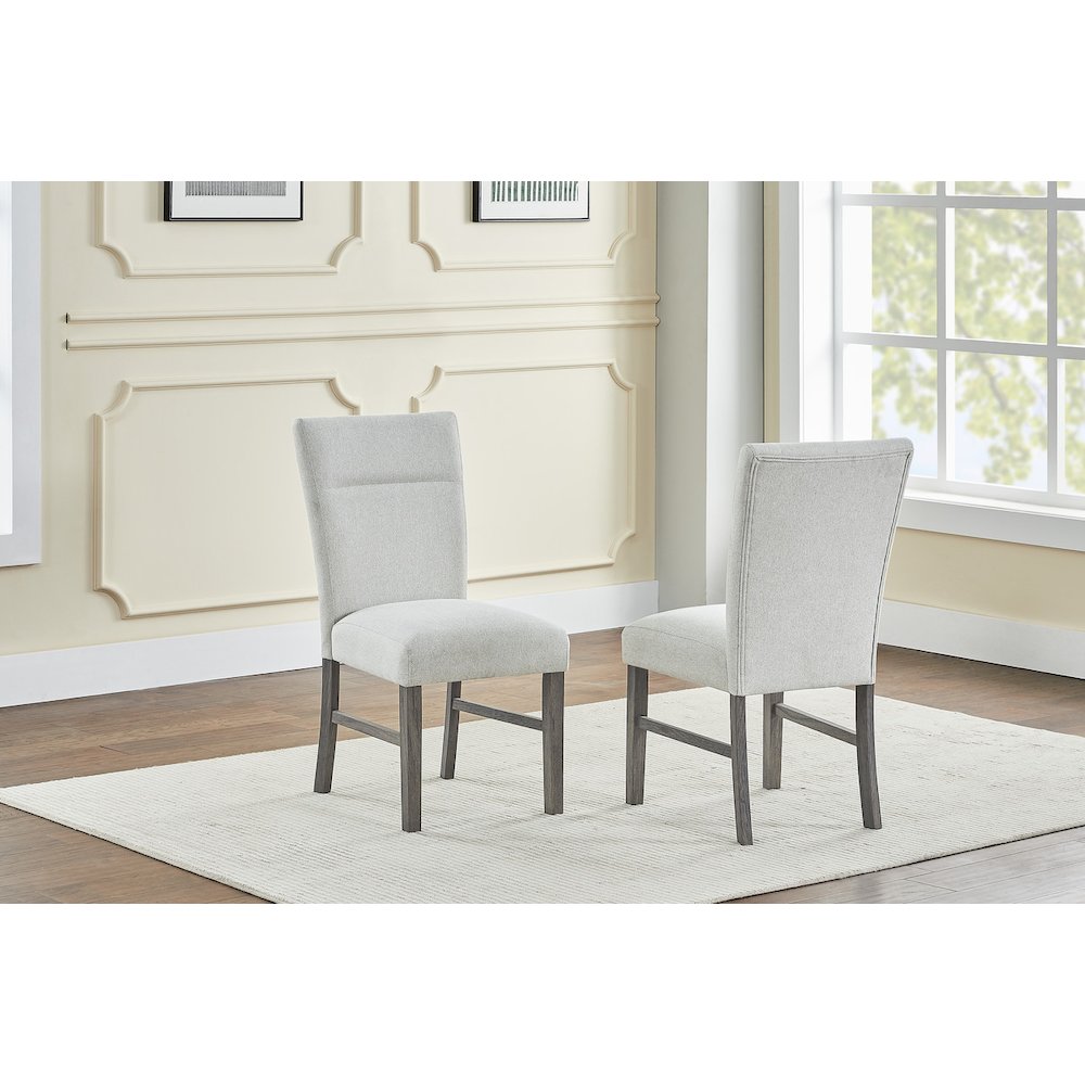 2pc Light Gray Fabric Dining Chairs