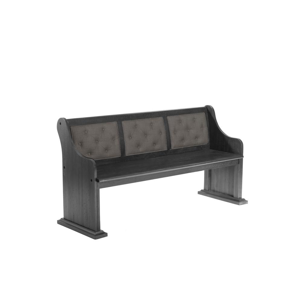 D88 Dark Gray Wood Dining Bench in Dark Gray Linen