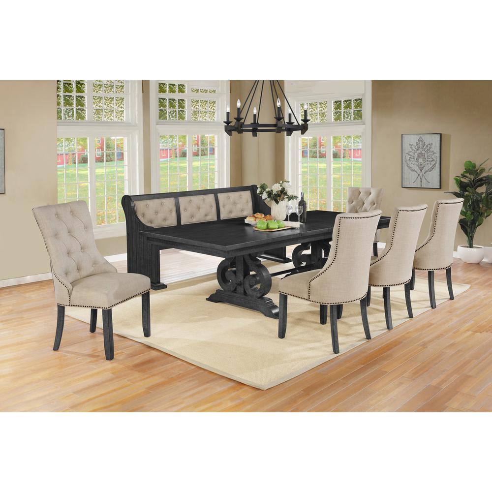 7 Piece Dining set with Dark Gray Solid wood Table