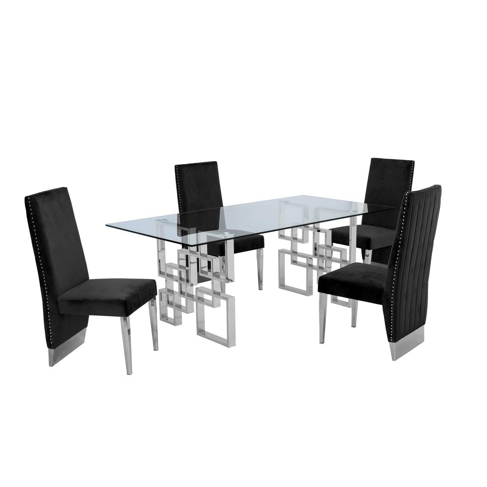 5 Piece Dining Set w/ Stainless Steel Table 837
