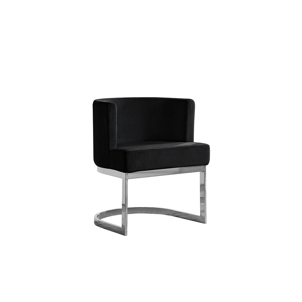 Black Velvet Side Chair with Silver