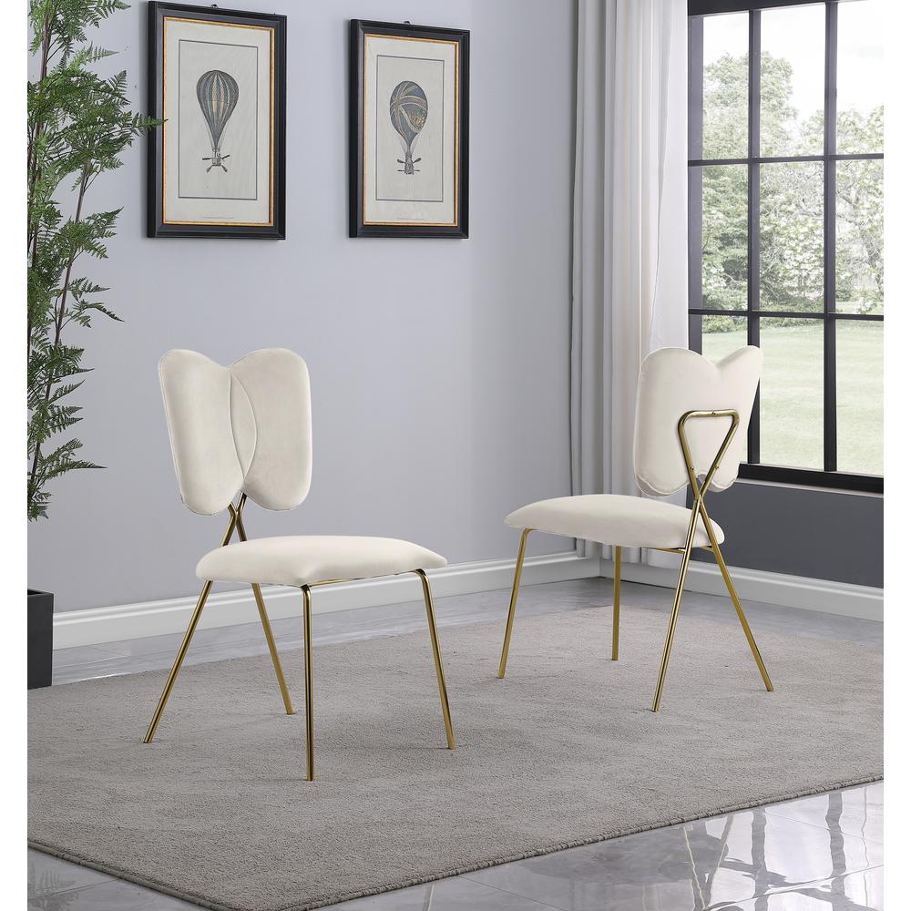 Cream Velvet Guest Side Chair with Wingback