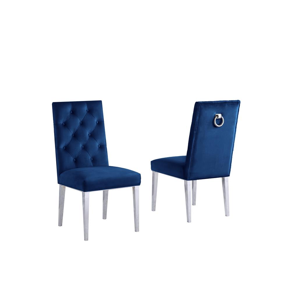 Navy Bue Velvet Tufted Dining Side Chairs