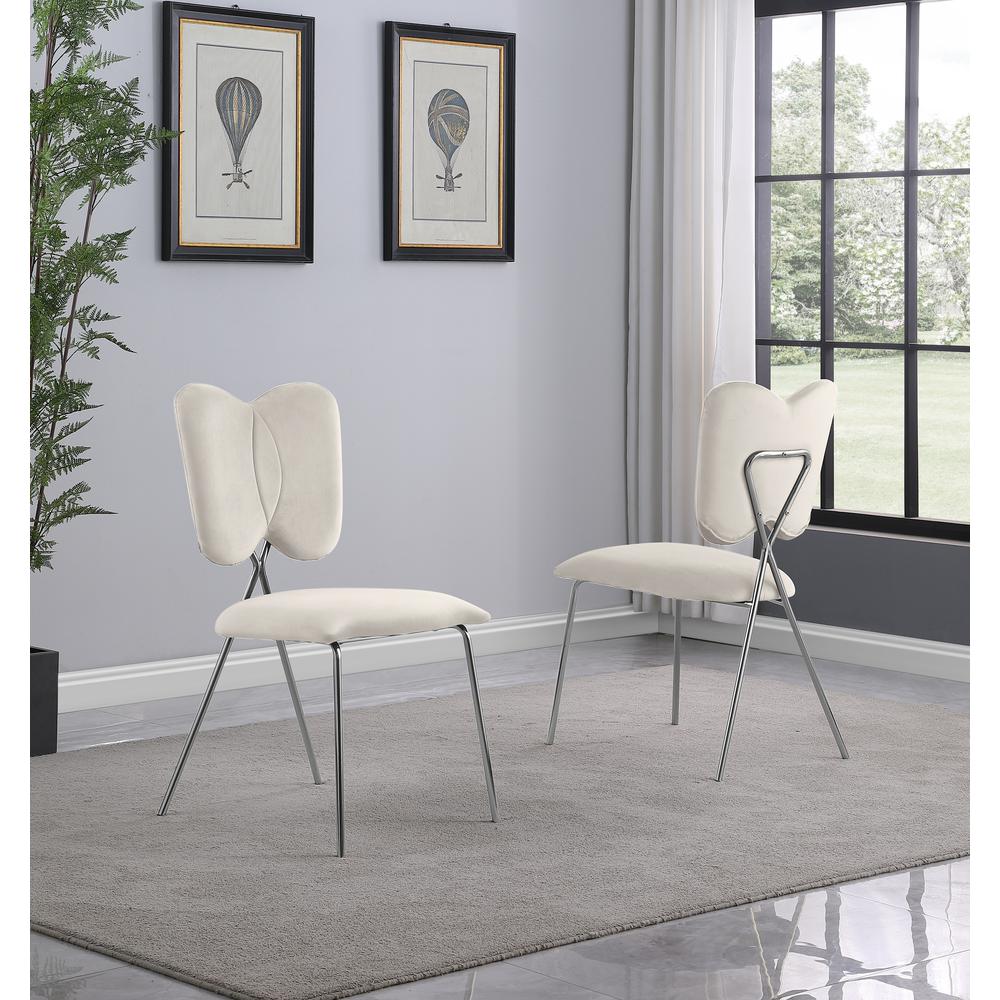 Cream Velvet Guest Side Chair with Wingback
