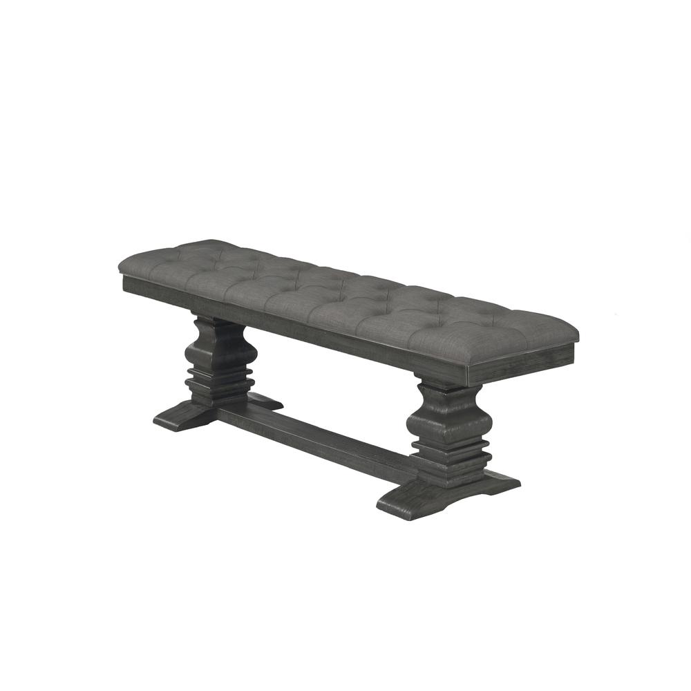 Classic Dining Bench w/Tufted Cussing in Linen Fabric