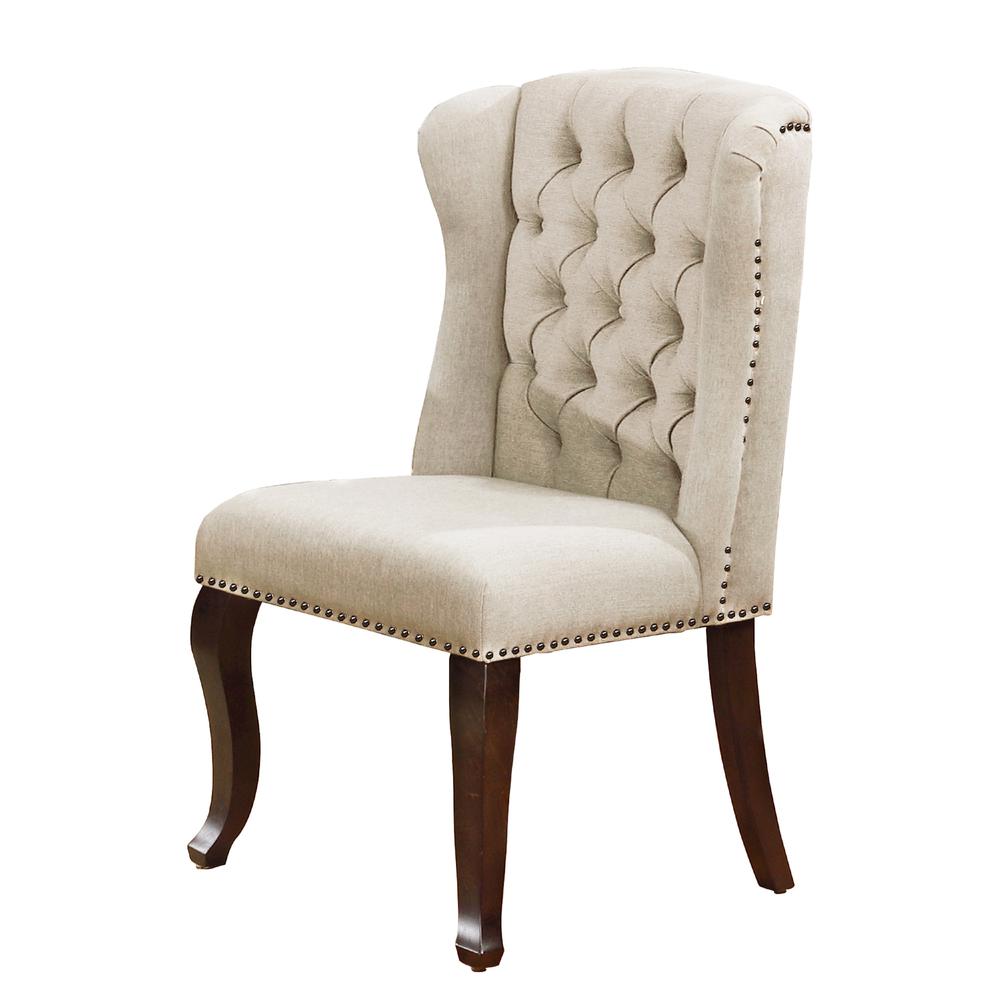 Classic Upholstered Wingback Chairs Tufted in Linen Fabric w/Nailhead Trim **Single Chair**