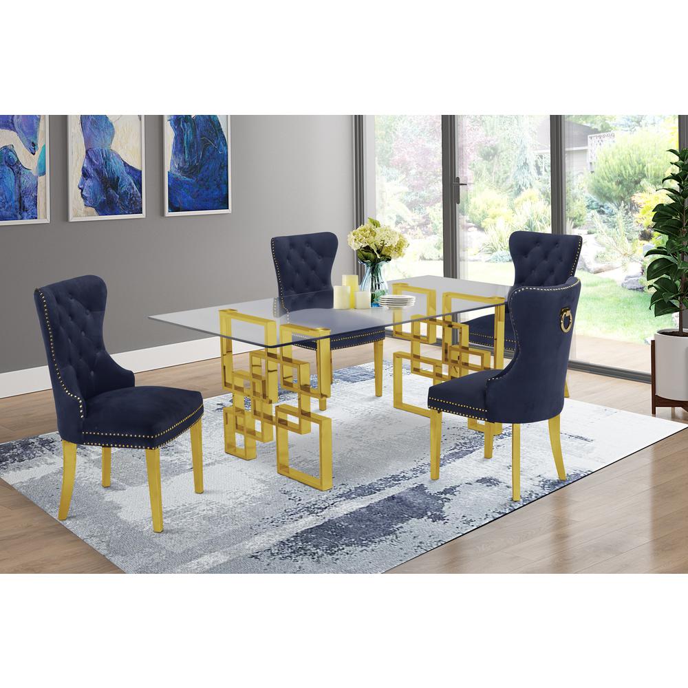 Classic 5 Piece Dining Set With Glass Table Top and Stainless Steel Legs