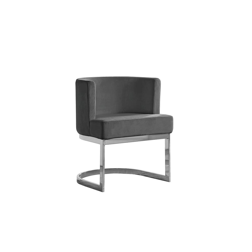 Dark Grey Velvet Side Chair with Silver