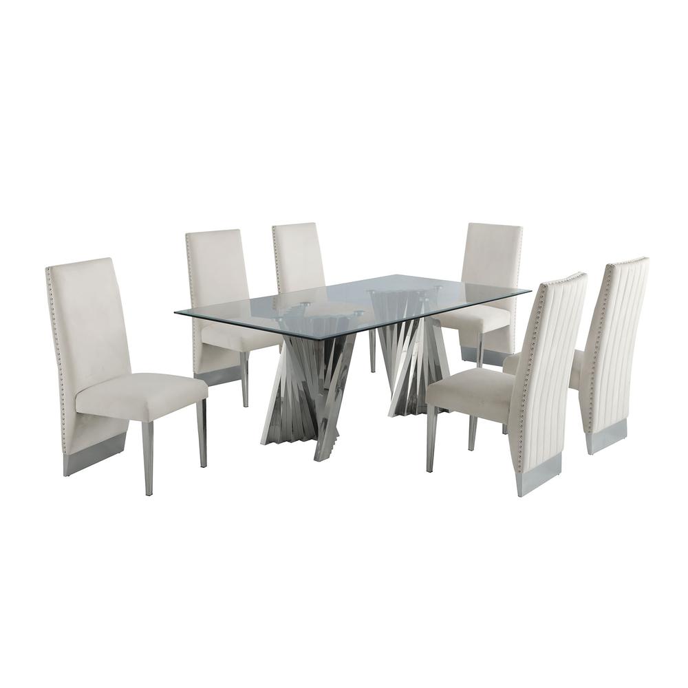 Classic 7pc Dining Set w/Pleated r Side Chair