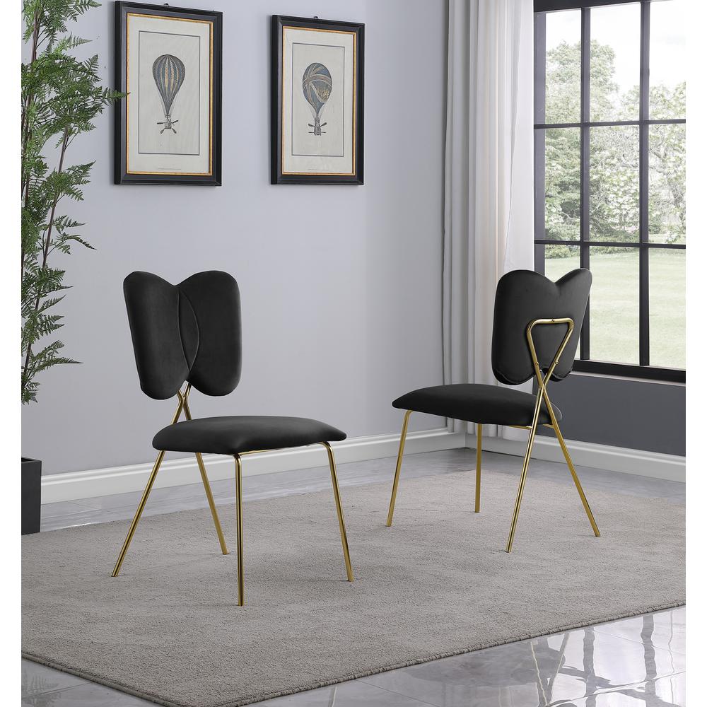 Black Velvet Guest Side Chair with Wingback