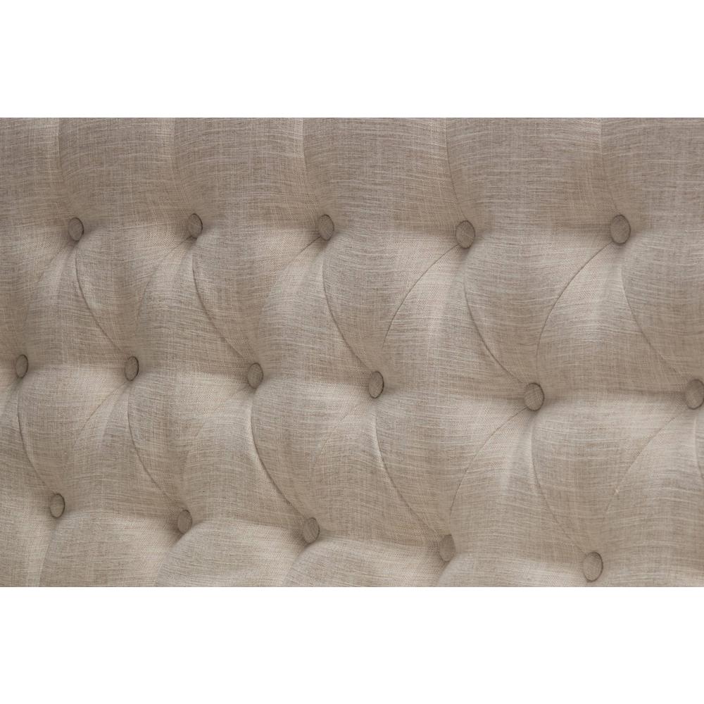Classic Upholstered Bench in Linen Fabric w/Tufted Style Back & Nailhead Trim