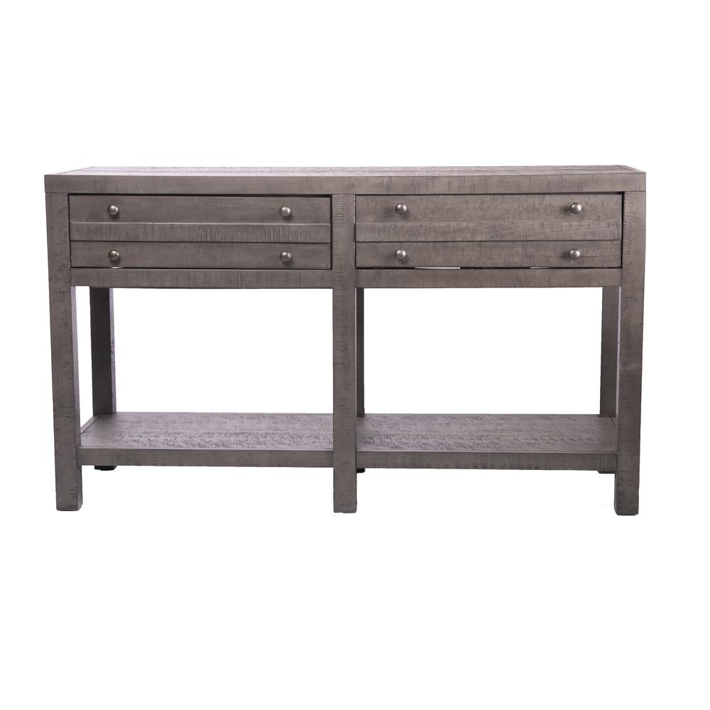 Rustic Style Console Table with Shelf and 2-Drawer Storage