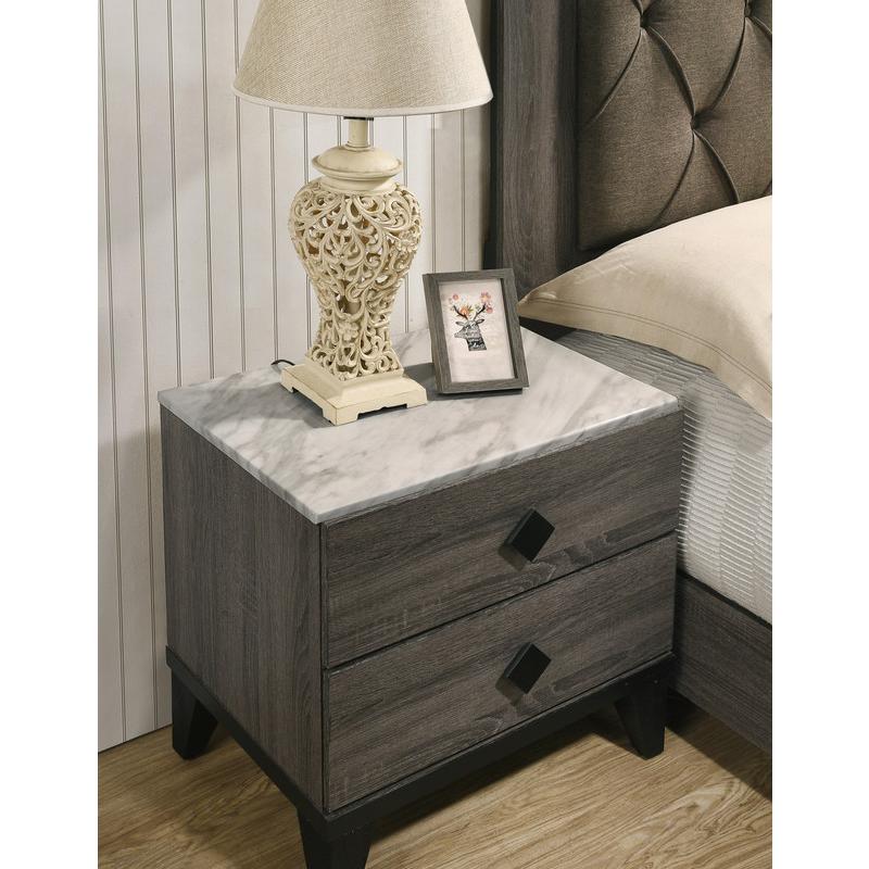Madelyn night stand in Rustic Gray Walnut and Faux Marble Top