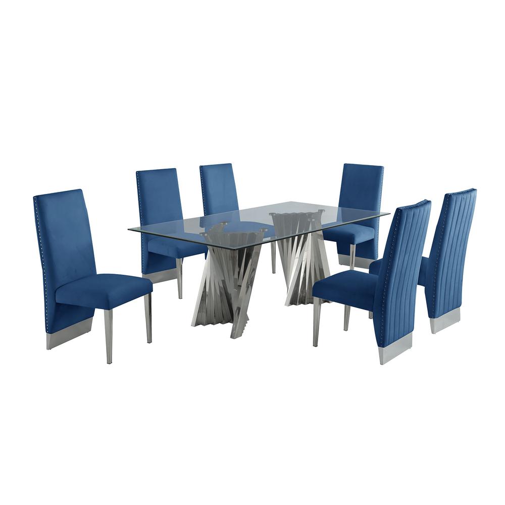 Classic 7pc Dining Set w/Pleated Side Chair