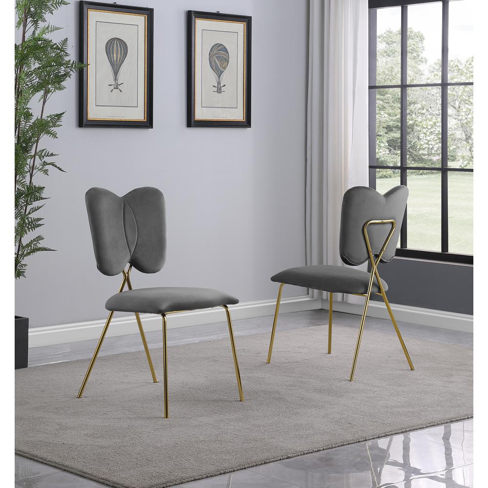 Dark Grey Velvet Guest Side Chair with Wingback