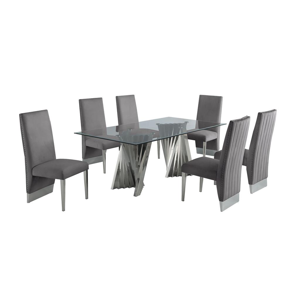 Classic 7pc Dining Set w/Pleated Side Chair