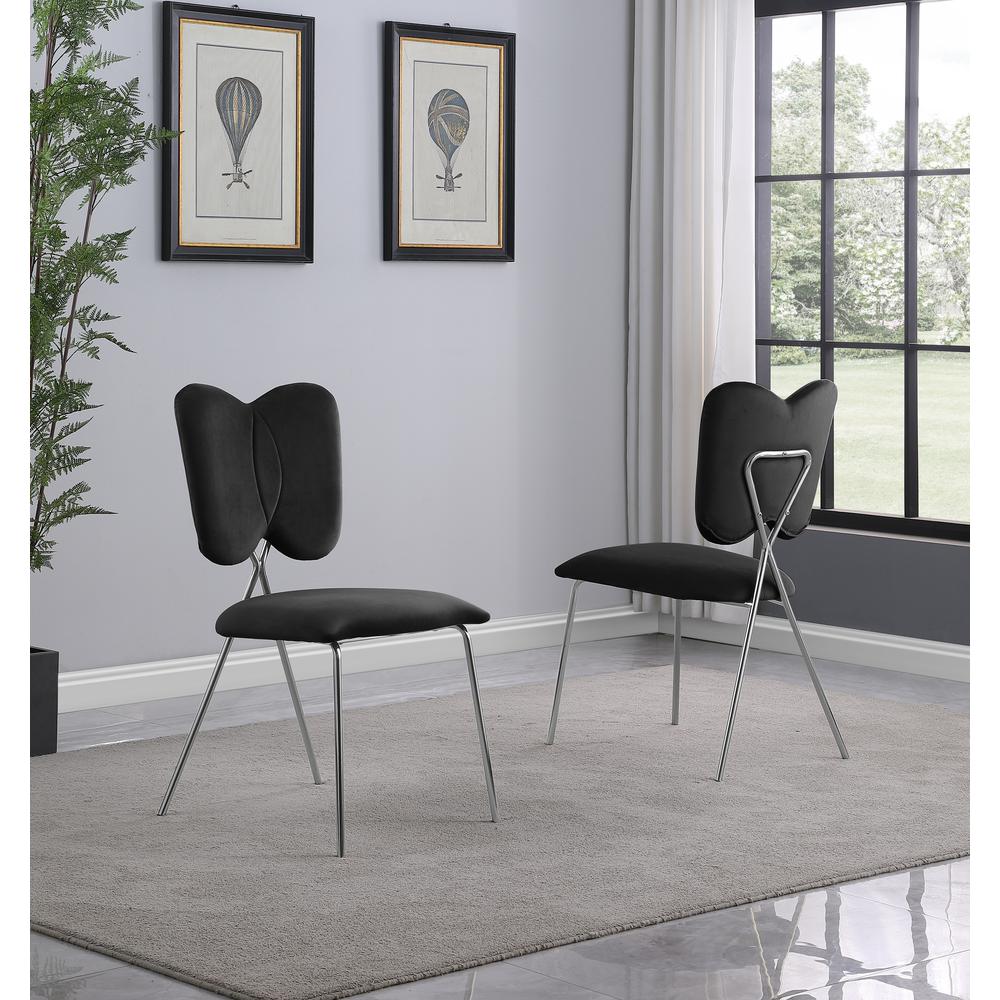 Black Velvet Guest Side Chair with Wingback