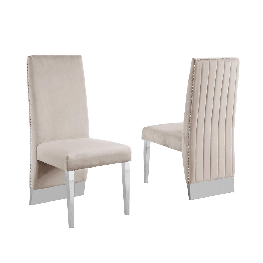 White Marble 9pc Set Pleated Chairs in Beige Velvet