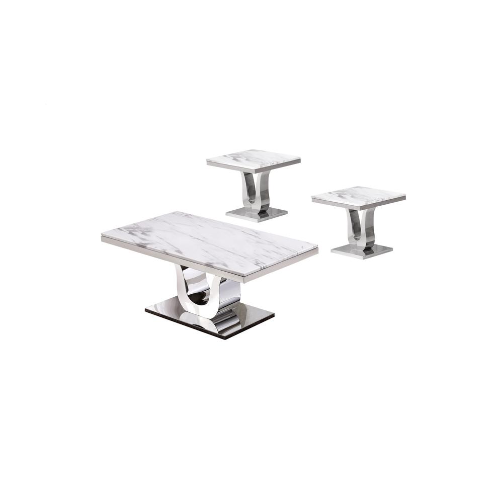 White Marble Coffee Table Set: Coffee Table