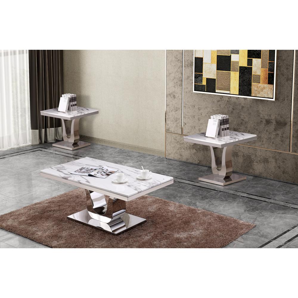 2 End Tables w/Stainless Steel U-Base