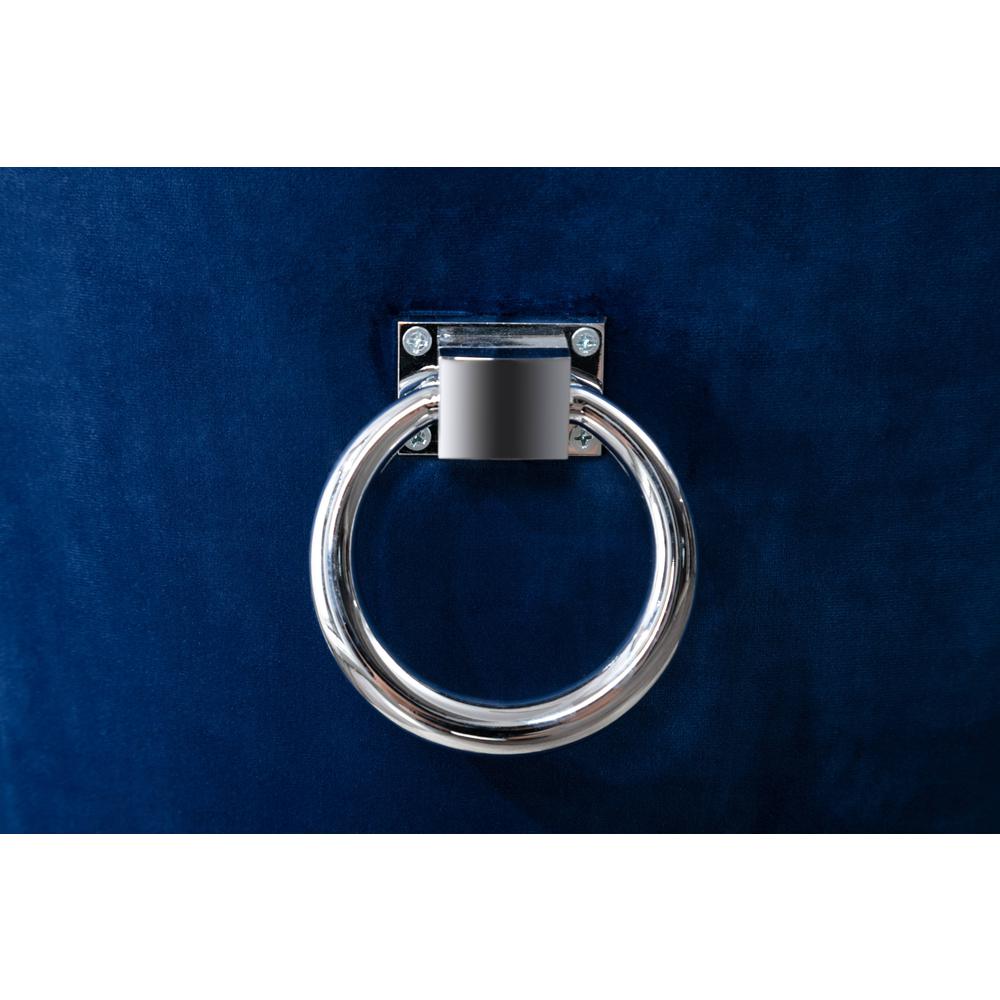 White Marble 5pc Set Ring Chairs in Navy Blue Velvet