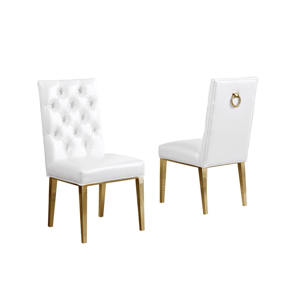 White Faux Leather Tufted Dining Side Chairs