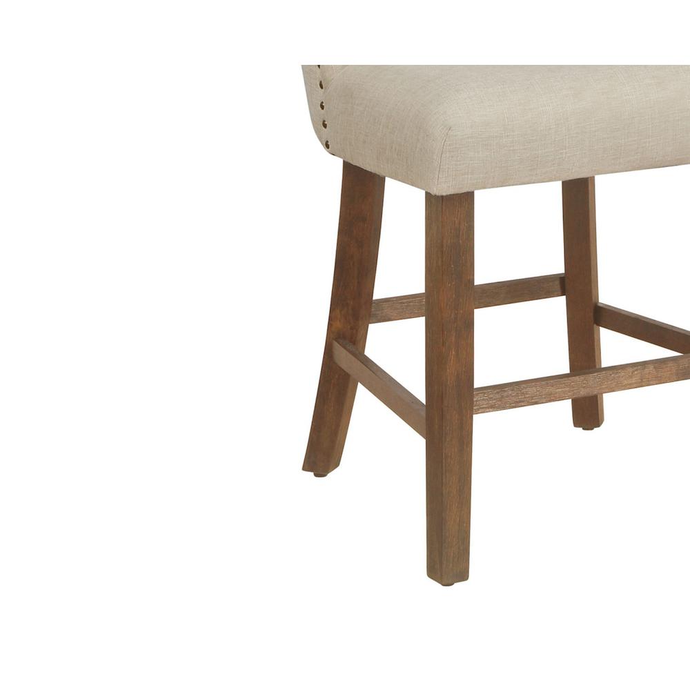 Counter height chair set of 2 in beige linen fabric