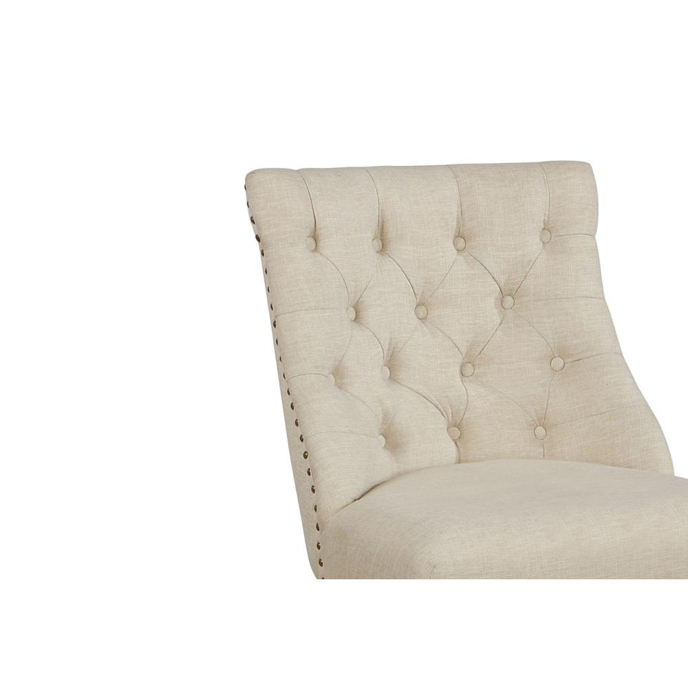 Counter height chair set of 2 in beige linen fabric