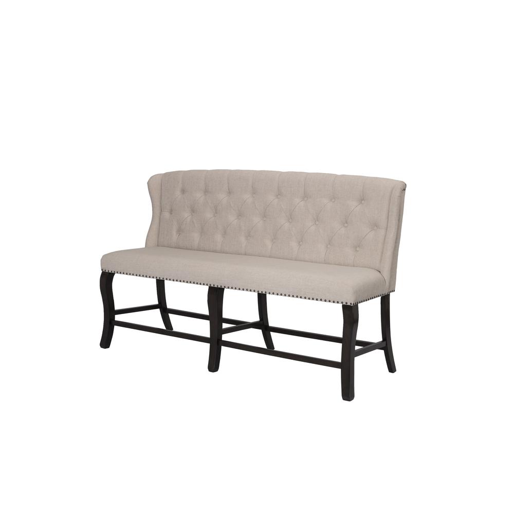Counter Height Upholstered Bench with Backrest