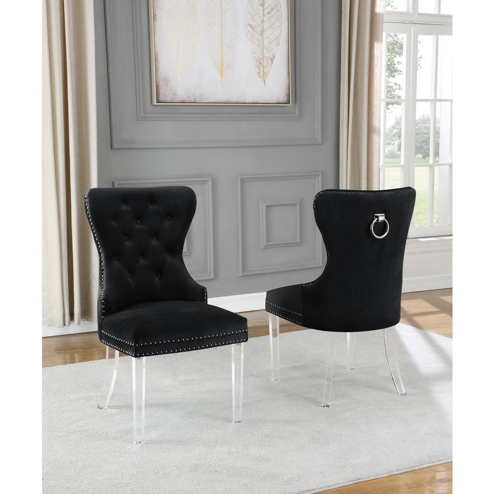 Black Velvet Tufted Dining Side Chairs