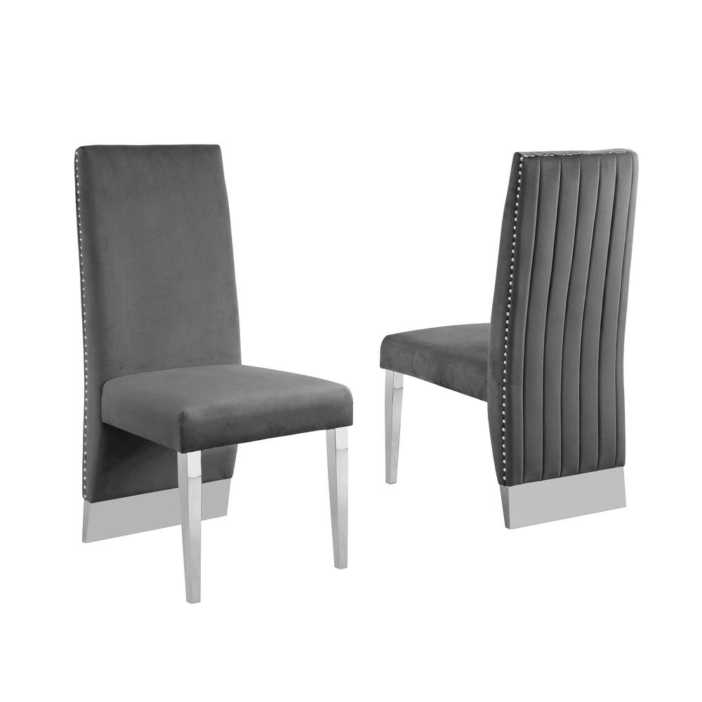 White Marble 9pc Set Pleated Chairs in Dark Grey Velvet