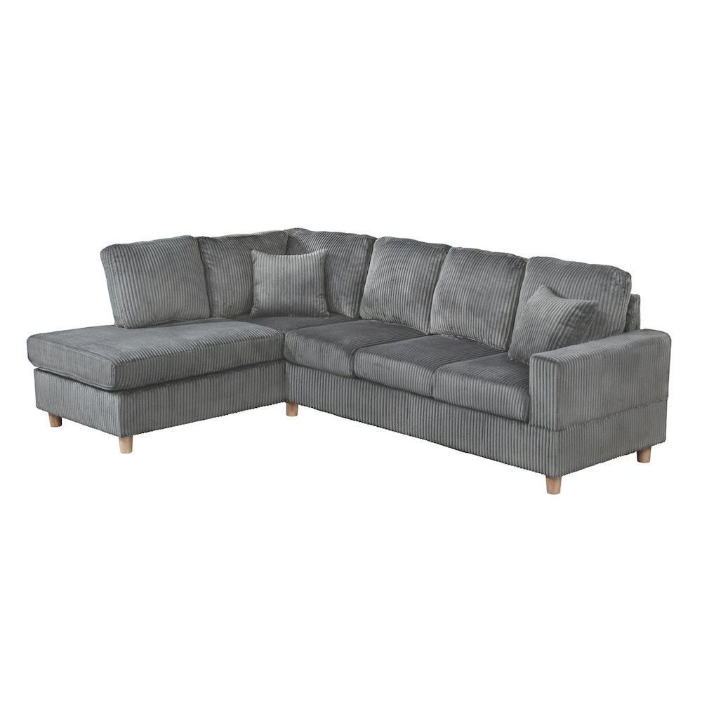 2Pc Corduroy Sectional In Dark Gray