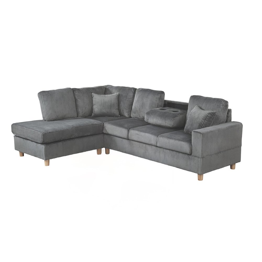 2Pc Corduroy Sectional In Dark Gray