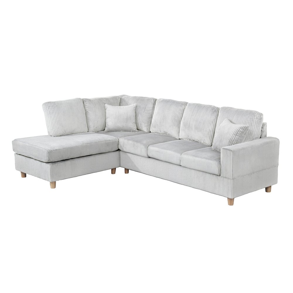 2Pc Corduroy Sectional In Light Gray