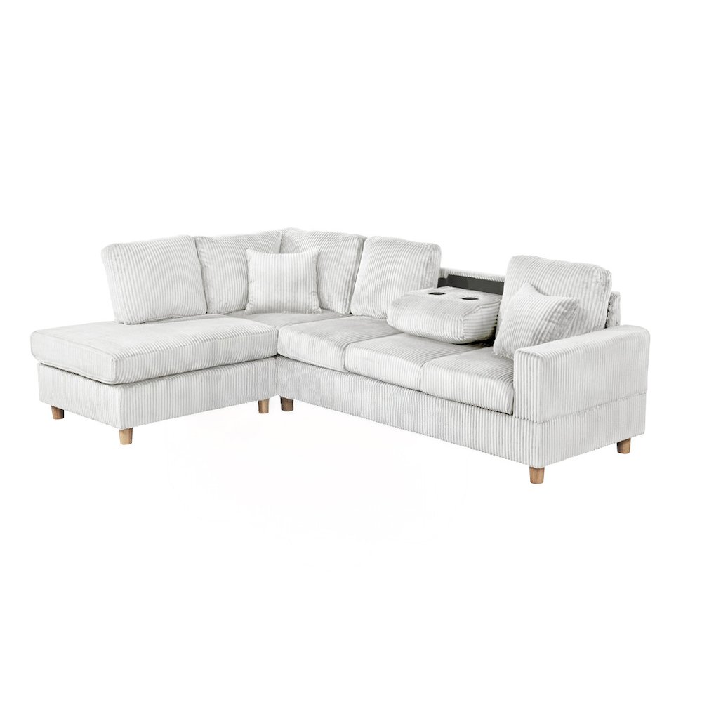 2Pc Corduroy Sectional In Light Gray
