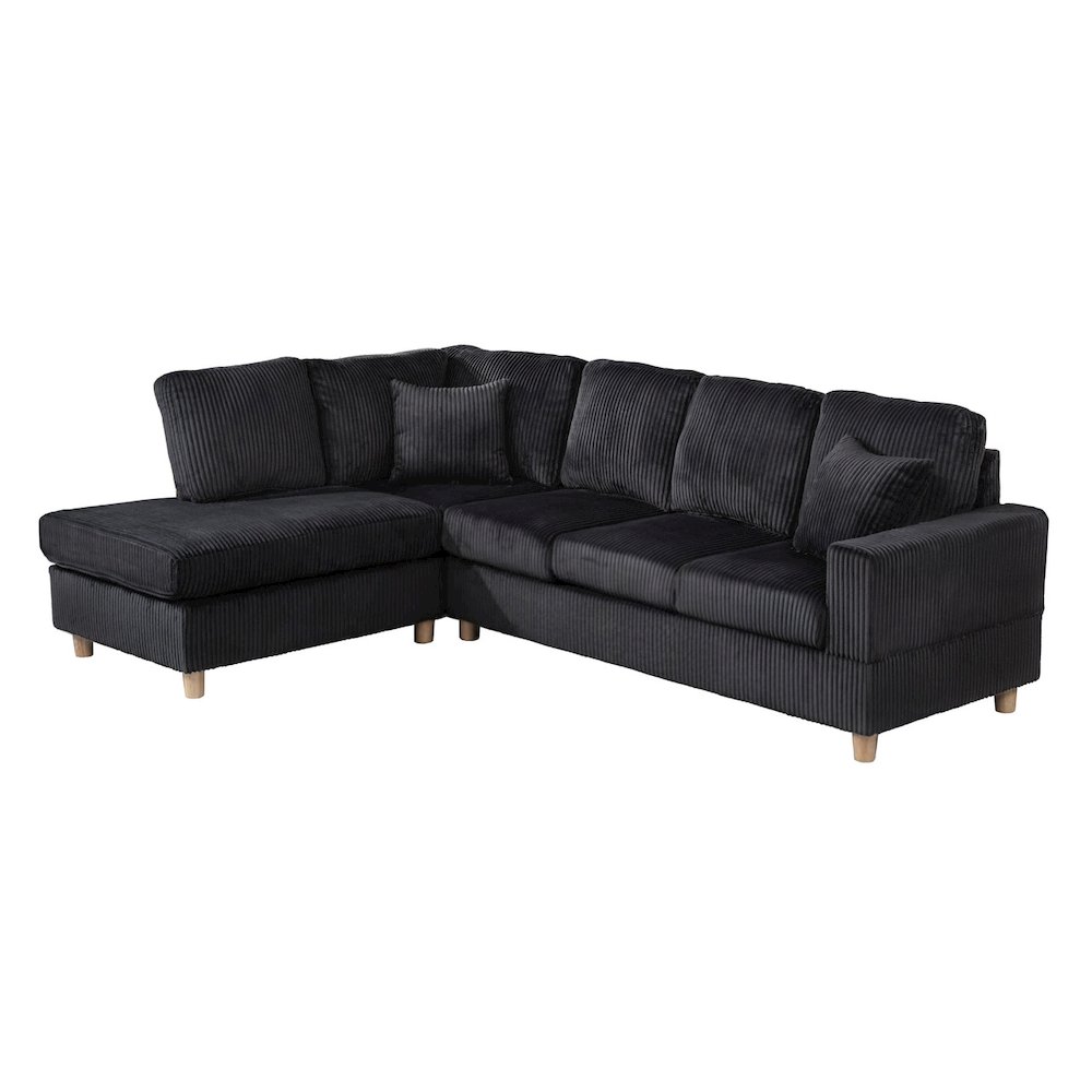 2Pc Corduroy Sectional In Black