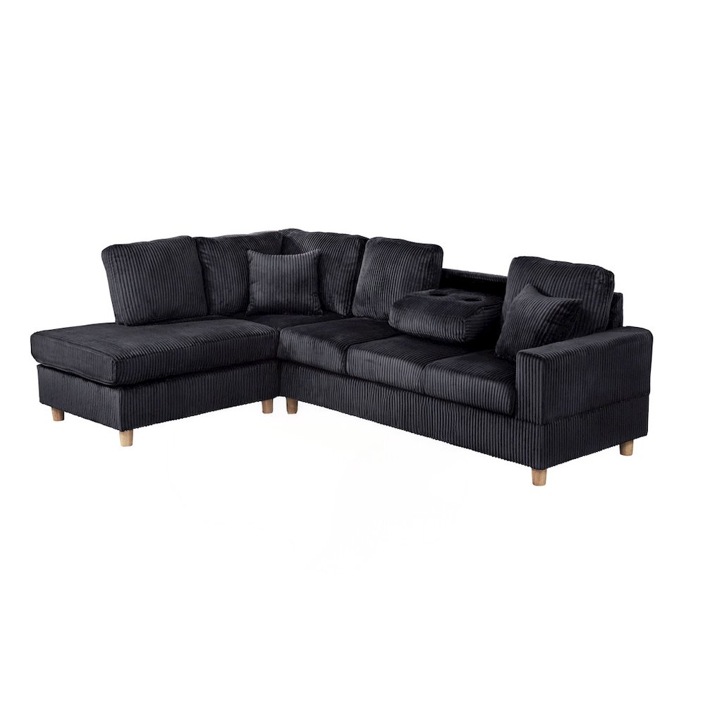 2Pc Corduroy Sectional In Black