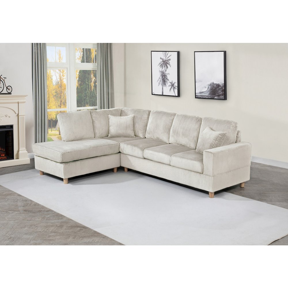 2Pc Corduroy Sectional In Beige