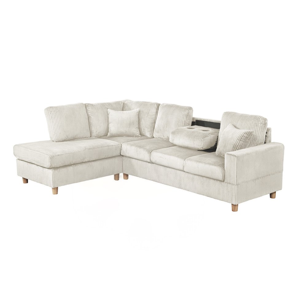 2Pc Corduroy Sectional In Beige