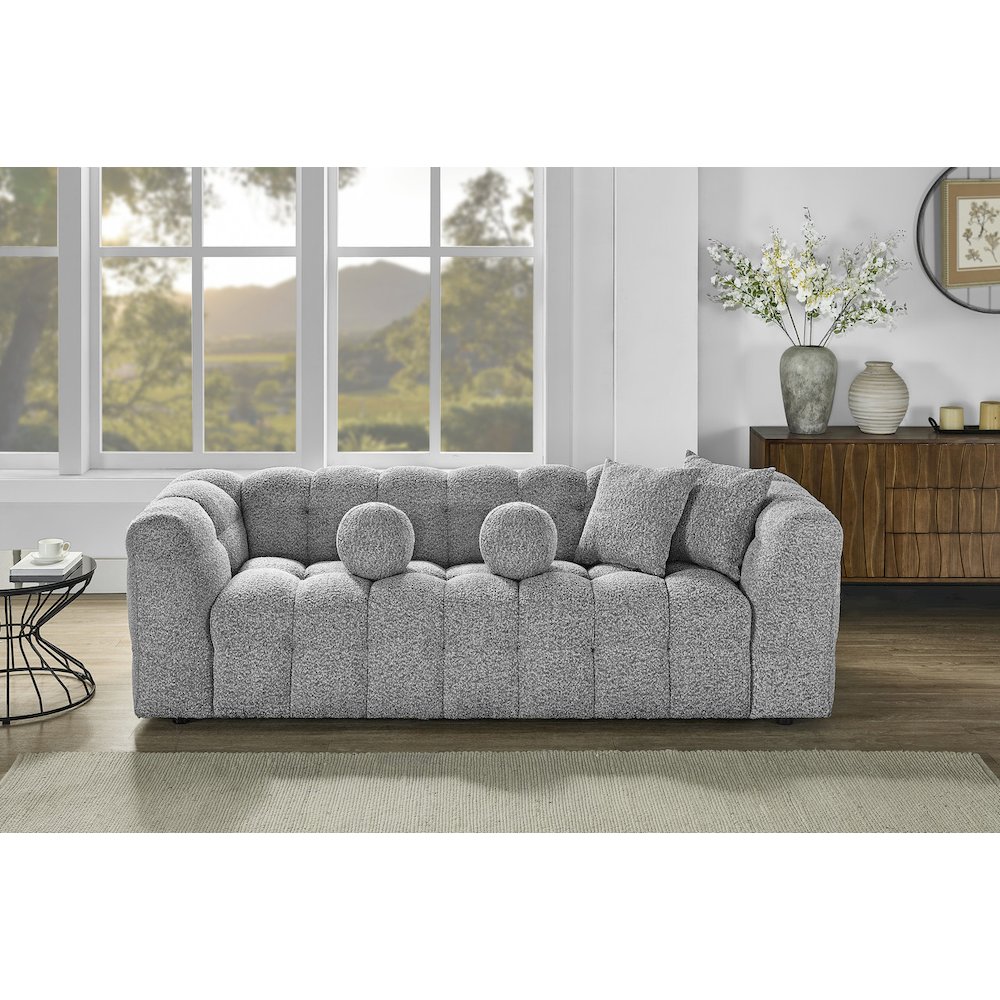 Boucle Fabric Rich Gray Sofa